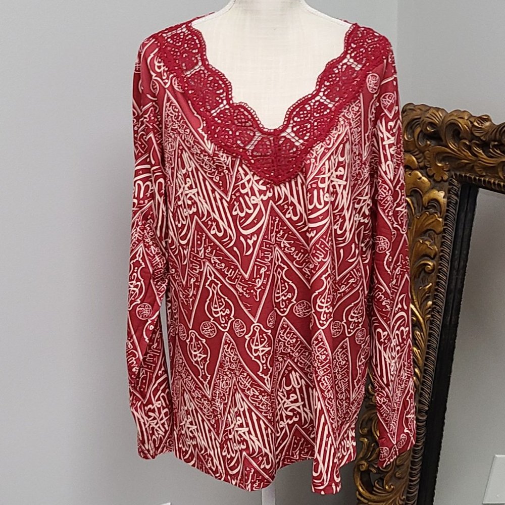 Made with Love Red Blouse Women size XL